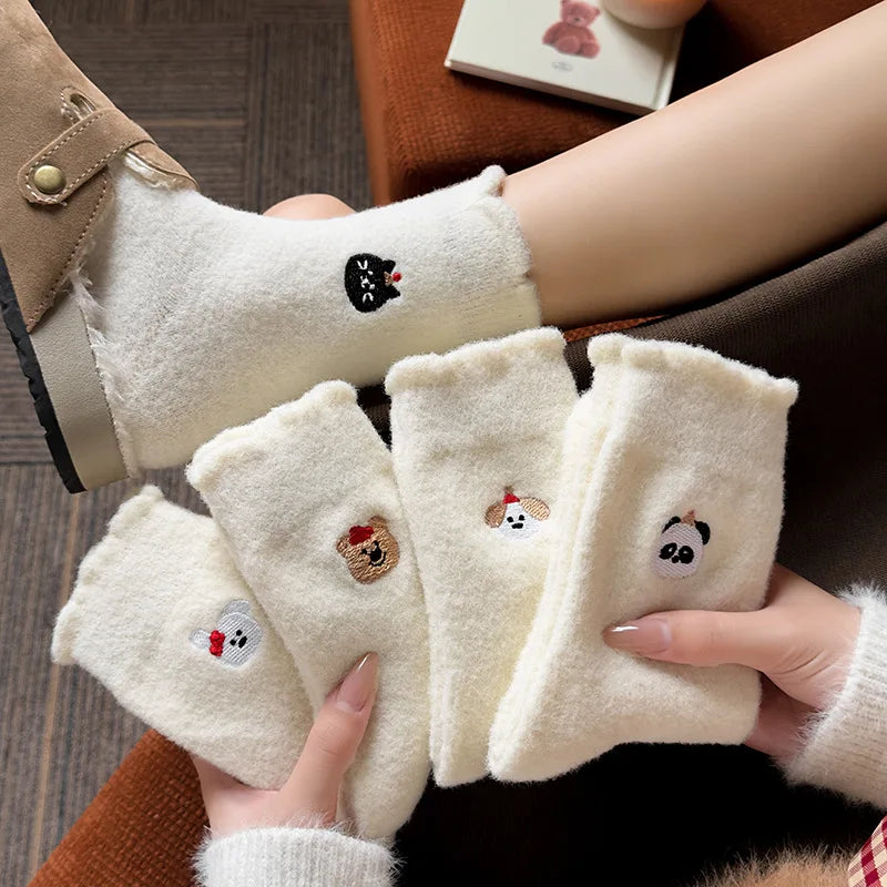 Women’s Thick Velvet Fleece Home Sleep Socks 5-Pack