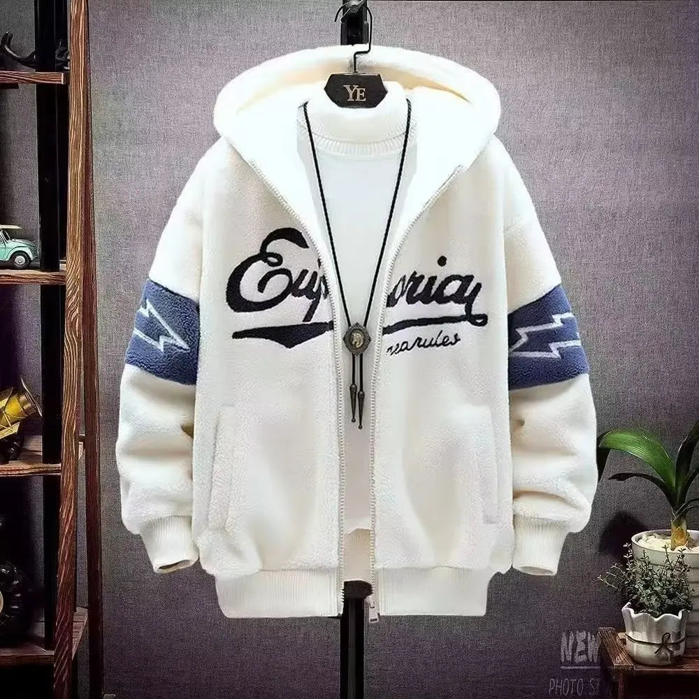 Men’s Fleece-Lined Hooded Jacket Casual Streetwear