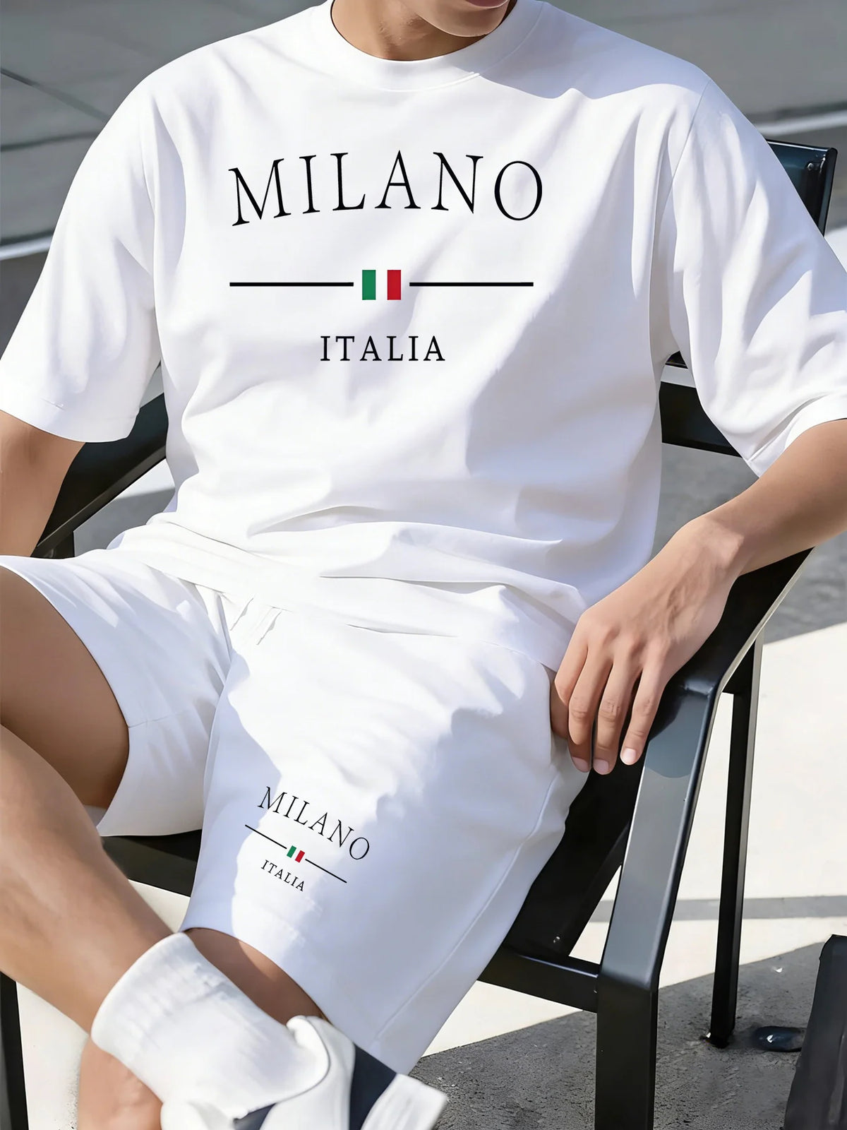 Men's Casual Sports Short Set With Printed T-Shirt