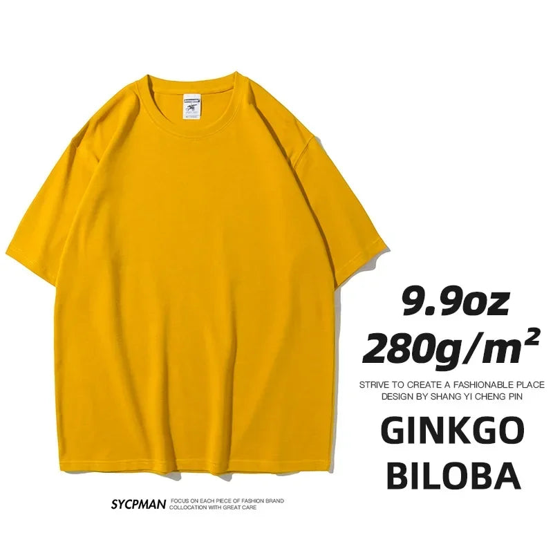 Ginkgo biloba Color Men's Heavyweight Oversized T-Shirt 280gsm Cotton