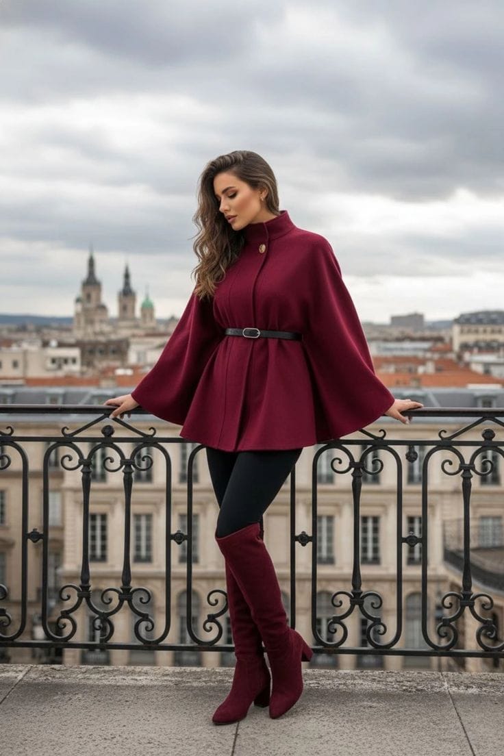 Women's Woolen Belted Jacket – Elegant Office Style